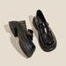 Platform Loafers Women's Retro One-pedal British Style Small Leather Shoes Thick Heel Black Single Shoes_vogvips.com