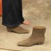 Korean Retro Style Thick Heeled Martin Boots, Small Bare Boots, Back Zipper Suede Square Toe Single Boots, Fashion Short Boots For Women_vogvips.com