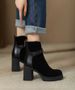 Chunky Ankle Boots For Women 2026 Autumn/Winter New Style Rear Zipper Matte Ankle Boots_vogvips.com