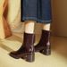 High Heel Ankle Boots For Women 2025 Super Popular Boots Melad Thick Heel Autumn Winter New Women's Mid-Calf Boots Square Toe Slim_vogvips.com