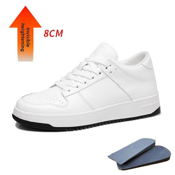 Four Invisible Inner Height Increase Casual Shoes Men's Little White Shoes Breathable Men's Soft-soled Leather Height Increase Simple Board Shoes_vogvips.com