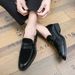New Fashion British Matte Black Business Casual Loafer Shoes Young Man Stepping Pointed Leather Cover Foot Photo Studio Wedding Leather Shoes Party Dr_vogvips.com