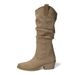 Wrinkled Pointed Toe Slouch Chunky Heel High Tube Over-the-Knee Long Western Cowboy Boots For Women_vogvips.com