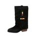 Women's Winter High Heeled Slip-On Trouser Boots Beaded Pointed Toe Suede Mid Calf Plus Size Pleated Shoes_vogvips.com