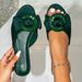 Rhinestone Slippers Women, Comfortable Summer Outdoor Wear, High-quality Satin Large-size Women's Flat Slippers,_vogvips.com