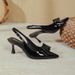 French Style High Heel Peep Sandals For Women 2025 New Red Bow Strap Backless Pointed Toe Stiletto Heels_vogvips.com