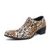 Street Heel Leather Shoes Men Pointed Toe Large Size Fashion Leopard Print Party High Heels_vogvips.com