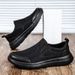 Euro Step Summer Men's Breathable Hollow Out Cloth Slip-On Black Walking Soft Sole Lightweight Sports Running Shoes_vogvips.com