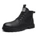 European Warm Series Men's Martin Boots Autumn 2025 New British Style High-top Casual Pure Black Mid-top Height-increasing Work Shoes_vogvips.com