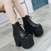 Chunky Short For Women, European And American Fashion New Style, Stage Show, Plus Size Wedge High Heel Martin Boots_vogvips.com