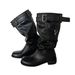 Merlad Women's Pleated Slouch Boots Chunky Heel Slimming Versatile Fashion Over The Knee Western Riding Boots_vogvips.com
