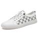 Men's Shoes Board Shoes Flat Bottom Low Top Plaid Leather Cowhide Surface Sports And Leisure Shoes Board Shoes_vogvips.com