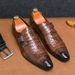 European And American Fashion New Pointed Toe Men's High Heels, Crocodile Embossed Business Formal Wear Men's Shoes Banquet Dress Wedding Leathershoes_vogvips.com