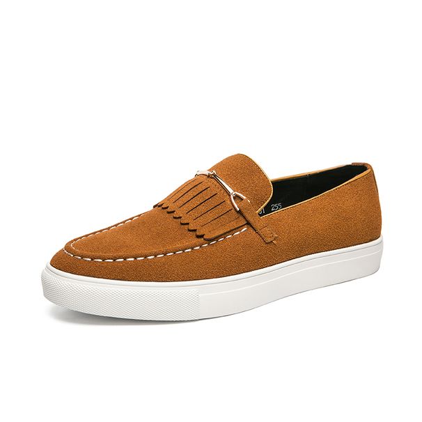 New Fashion Genuine Leather Retro Business Men's Casual Shoes Black Daily Office Loafers One-step Driving Party Dress Wedding Men's Shoes_vogvips.com
