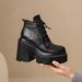 Cameido Embossed Cowhide Waterproof Platform Height-Increased Thick-Soled Dr. Martens Boots For Women 2025 Winter Lace-Up Chunky-Heeled Ankle Boots_vogvips.com