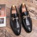 New Fashion Men's Brown Business Casual Loafer Shoes Daily Office Black Buckle Monk Men's Shoes One Foot Cover Banquet Dress Wedding Leather Shoes_vogvips.com