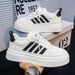 Men's Casual White Sneakers - Breathable Low-Top Lace-Up Shoes With Thick Sole For Everyday Comfort & Style_vogvips.com