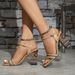Women's New Retro Woven Style Square Heel Sandals Women's Fashion Apricot High Heels_vogvips.com