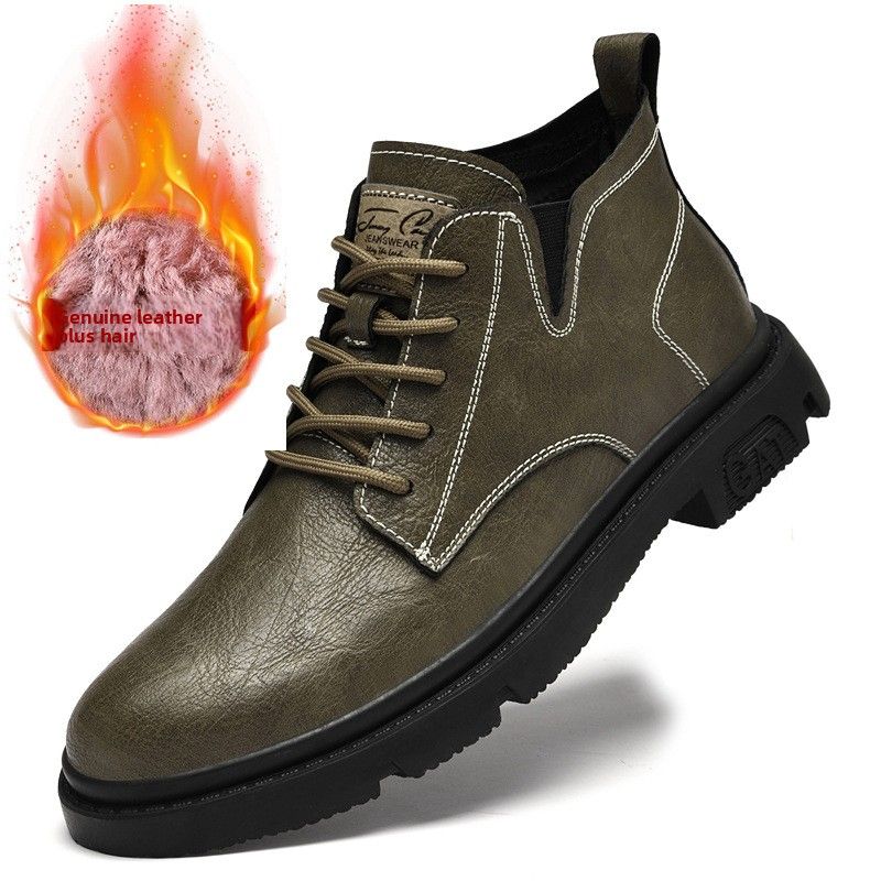 Martin Boots Men's Cotton Boots Men's High-top Warm Retro Tooling Shoes Men's Leather Shoes_vogvips.com
