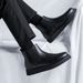 European Warm Series 2025 Spring New Slip-On British Style Mid-Top Thick-Soled Men's Black Round-Toe Martin Boots 86270-Y Wholesale_vogvips.com