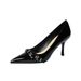 Widened High Heels For Wide Feet 2025 Autumn Pointed Toe Stitto Belt Buck Solid Color Egant Mature French Punk_vogvips.com