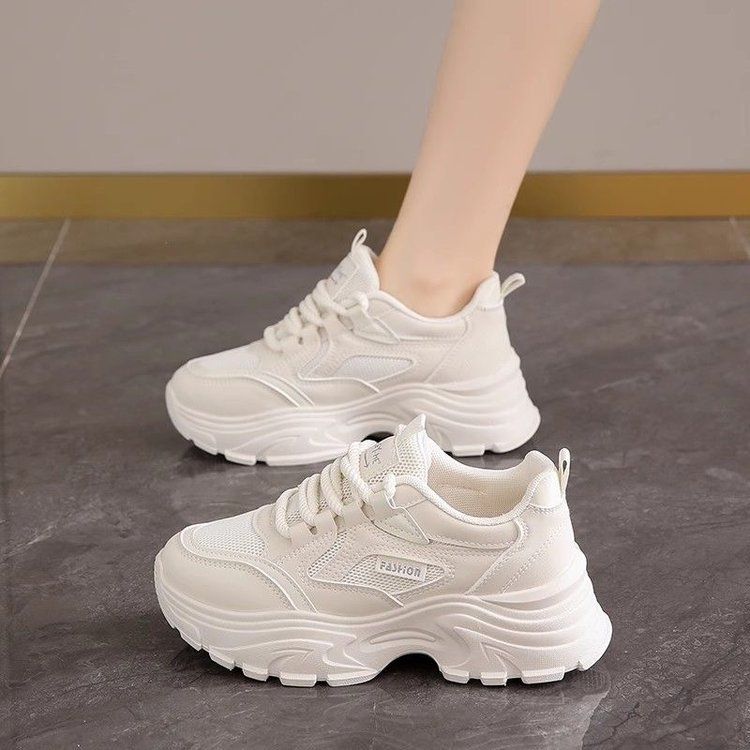Thick-soled Mesh Dad Shoes Women's Heightening Little White Shoes Lightweight Casual Sports Shoes Children_vogvips.com