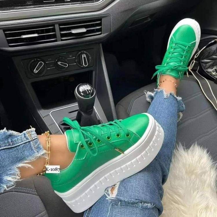 SHLIANG Women Casual Shoes Ladies Fashion Ribbon Casual Vulcanized Shoes Lace Up Thick Sole Sneakers Women's Sports Shoes Plus Size 35-43 SB034_vogvips.com