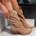 Western Ankle Boots For Women, Fashion PU Leather Pointed Toe With Chunky Heel, Cozy Faux Fur Lining, Sizes 35-43_vogvips.com