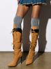 Women's Knee High Boots Pointed Toe Lace Up Stiletto Heel Shoes Motorcycle Dressy Party Luxury Fashion Winter Fall Boots_vogvips.com