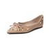 French Bow Rivet Pointed Single Shoes Women's Summer Skirt Temperament Flat-bottomed Ladyshoes_vogvips.com