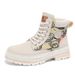 Men's Fashionable Chunky Sole Martin Boots With Fleece Lining - Waterproof PU Leather Round Toe Boots For Winter & Fall (Grey/Khaki/Black)_vogvips.com