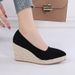 Women's Wedge Heel Shoes Shallow Mouth Pointed Toe Thick Sole High Heels Work Shoes Spring Autumn Style Chunky Straw Woven_vogvips.com