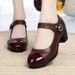 Spring Autumn New Small Leather Round Head, Soft Bottom, Shallow Mouth, Middle Aged Mom's With One Button And Thick_vogvips.com