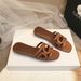 (In Production) Plus-size 34-43 French-style Square-toed Flat Sandals Women, Suitable For Outdoor Wear,_vogvips.com