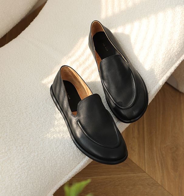 New Summer Cloud Round Head Bag Foot A Slip On Soft Waxy Loafers_vogvips.com