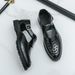 New Fashion French Men's Leather Shoes Genuine Leather Buckle Sandals British Summer Breathable Business Casual Shoes Large Size 38-46_vogvips.com