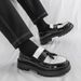 Men's British Fashion Black And White Color-blocking Tassel Thick-soled Heightened With One Foot, Korean Casual Round-toe Business Men's Shoes_vogvips.com