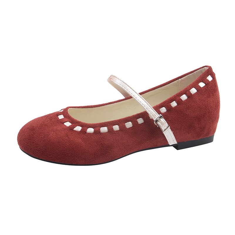 French Round-toed Evening Mary Jane Shoes By Marie Jeanne For Women In Spring, With Built-in Height, Paired With A Skirt, Low-cut Ballet Shoes_vogvips.com