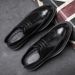 Xinyida Trendy Korean Version Business Formal Casual Men's Block Carved Pointed Leather Shoes 9701-H_vogvips.com