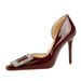 3287-5K63 Temperament Socialite Square Toe High Heels Patent Leather Glossy Side Empty Single Rhinestone Elegant And_vogvips.com