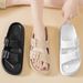 Kidmi New Summer Platform Women's Slippers Outdoor Double Buckle Embellished Sandals Non-slip Breathable Soft-soled_vogvips.com
