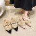 Women Dress Shoes:Fleece Winter Evening Party Wear Pointed Toe Veet Gentle Style High Heel Fashion Comfort Black/Pink_vogvips.com