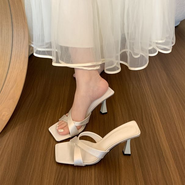 Vintage French Open-Toe Stiletto For Women Summer Outdoor Evening Style Elegant High Heel Slide Sandals_vogvips.com