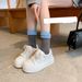 Women's Same Style Genuine Leather Thick Bottom Breathable White Shoes Round Toe Lace Up Casual Sneakers Women's Height Increasing Sports Shoes_vogvips.com