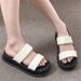 High-end And Fashionable Black Slippers For Women's Outerwear, 2025 Summer New Thick-soled Versatile One-piece Flip-flops For Women's Casual Cooling_vogvips.com