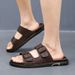 Men Slippers Sneaker Leather Men's Sneakers Summer Beach Shoes For Male Large Size Black Casual Sandals_vogvips.com