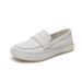 Plus Size Women's Single 2026 Spring And Autumn New British Style Versatile Soft Sole White Flat Casual Loafers Nurse_vogvips.com