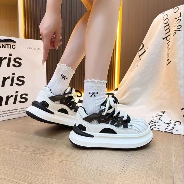 2026 Breathable Thick-soled Trendy Women's Autumn New Design Designer Style Niche Multi-color Shell Shoes Mesh Casual Sneakers_vogvips.com