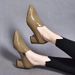 wangjia Wangjia Chunky Heel Pointed Toe Deep Mouth Single For Women New Patent Versatile Genuine Spring And Autumn_vogvips.com