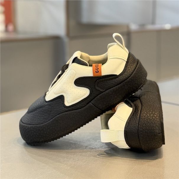 Trendy Men's Shoes, 2025 Winter New Model, Soft-Soled, Fleece-Lined Loafers, Leather Slip-On Style, Forrest Gump Shoes_vogvips.com